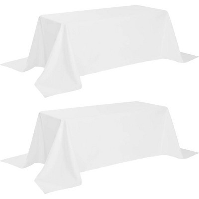 White Classic Premium Polyester Floor Length Tablecloths 90x132" [ For 6 Foot Tables] Drops Till the Floor - Set of 2, White | Target