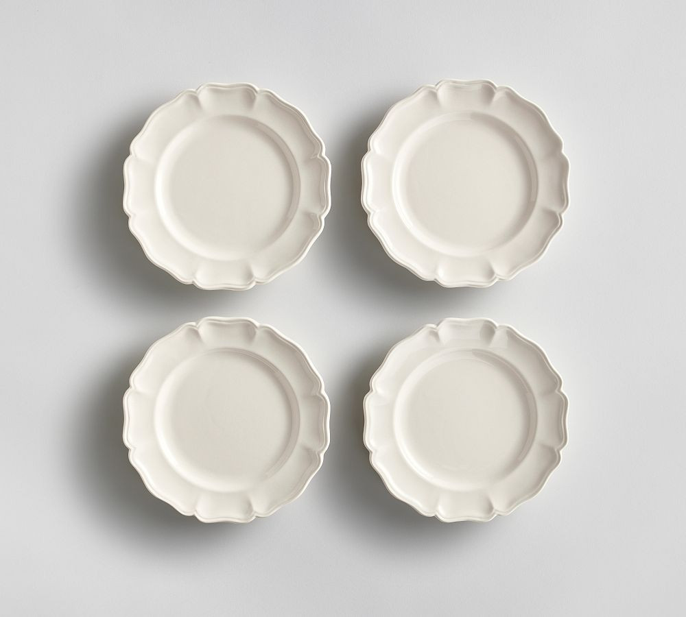 Heirloom Scalloped Bread Plates, Set of 4 - White | Pottery Barn (US)