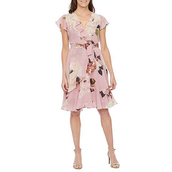 new!Danny & Nicole Short Sleeve Floral Fit + Flare Dress | JCPenney