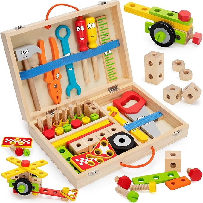 LACCHOUFEE Kids Tool Set Toy, Stem Montessori Toys for 3 4 5 Years Old Boy Girl, 43 Pcs Wooden To... | Amazon (US)