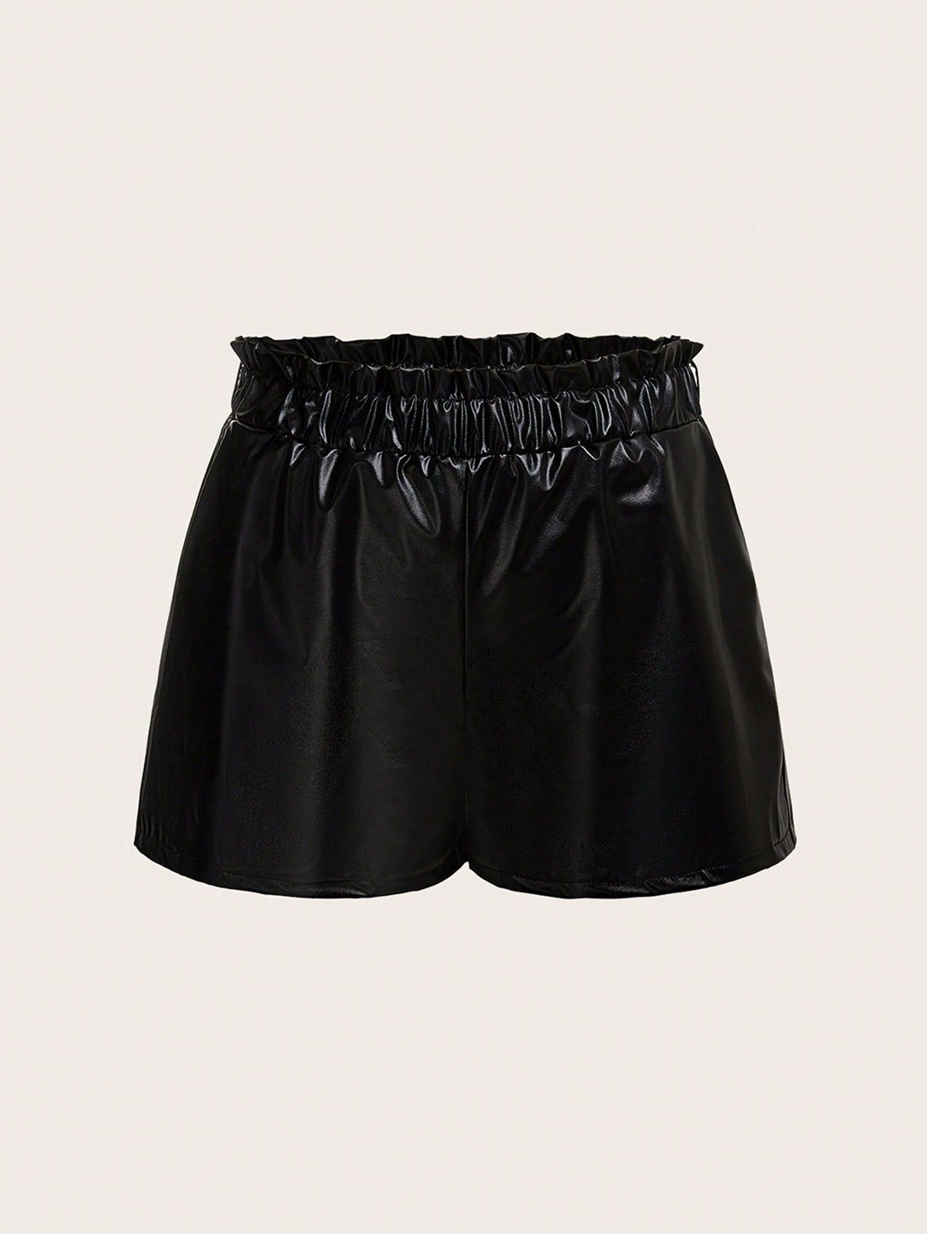 SHEIN Essnce Plus Paperbag Waist PU Leather Shorts | SHEIN