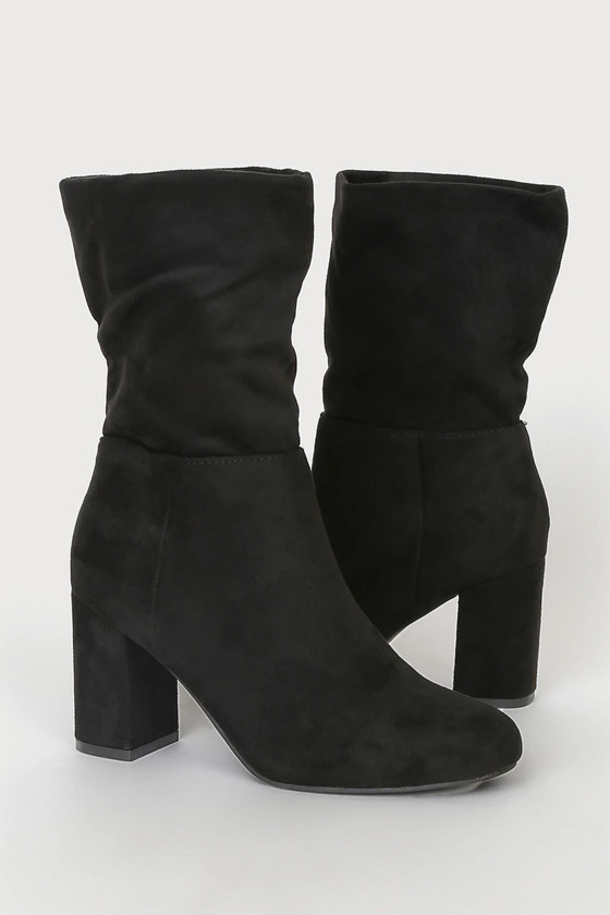 Roquee Black Suede Mid-Calf Booties | Lulus (US)