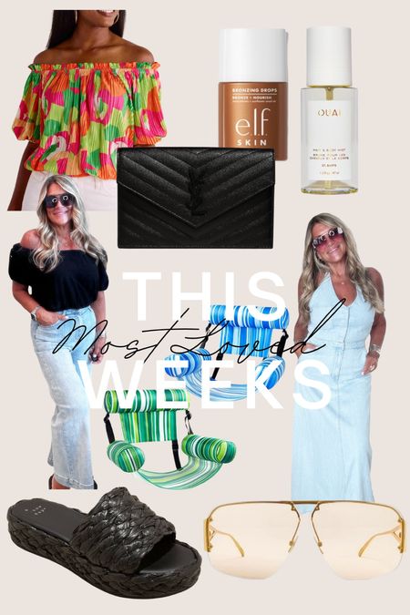 This weeks best sellers 
YAL envelope bag. Denim maxi dress. Sunglasses 

#LTKOver40 #LTKTravel #LTKBeauty