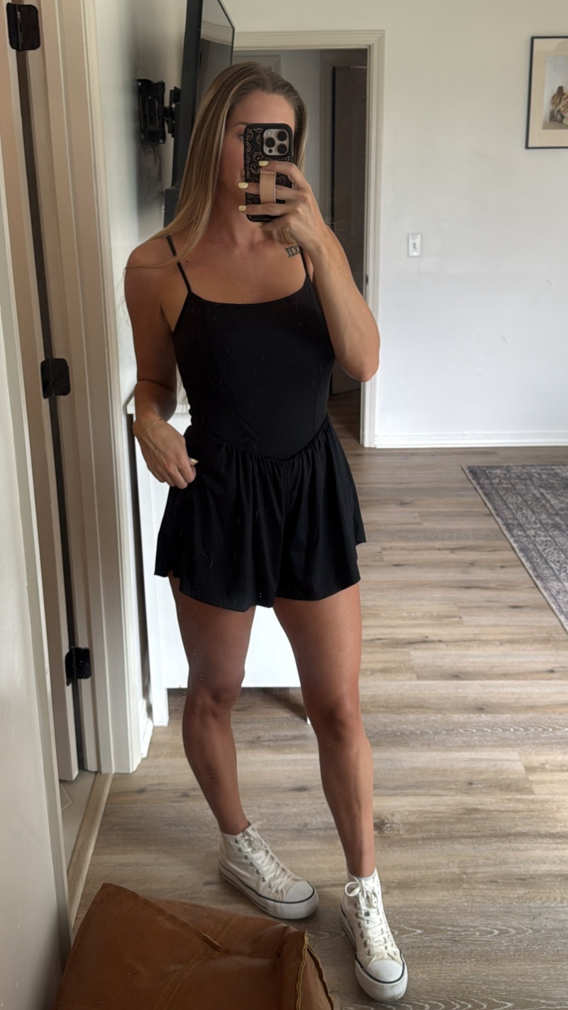 Women’s speghetti strap romper with high top converse the perfect casual summer outfit for moms 

#LTKActive #LTKStyleTip #LTKFamily