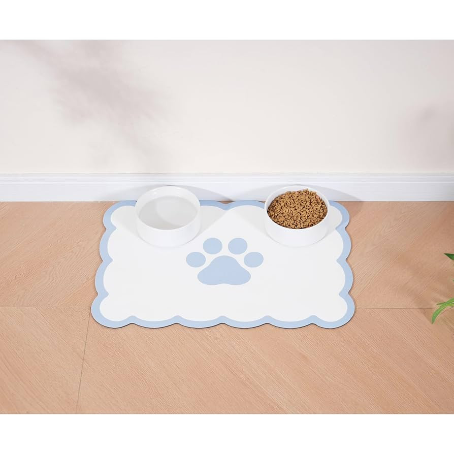 Ralxion Scalloped Dog Feeding Mat, Absorbent Mats for Dog Food and Water Bowl, Dispenser, Cute El... | Amazon (US)