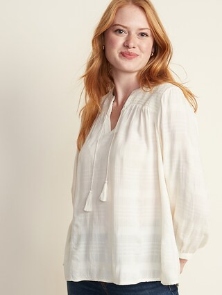 Relaxed Boho Tassel-Tie Top for Women | Old Navy (US)