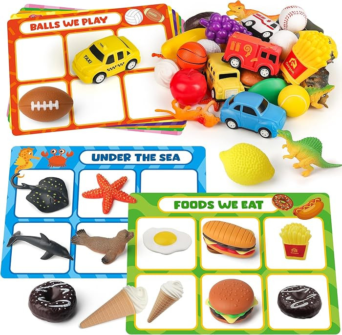 Coogam Sorting Toy for Toddlers, Animals Dinosaurs Fruits Vehicles Foods Fishes Balls Farm Playse... | Amazon (US)