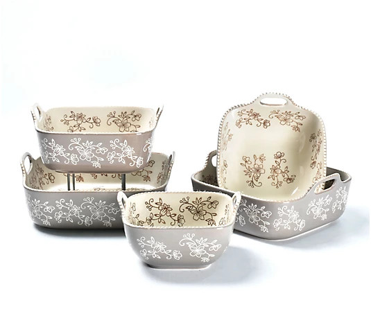 Temp-tations Floral Lace Nostalgic 5-Piece Bakeware Set - QVC.com | QVC