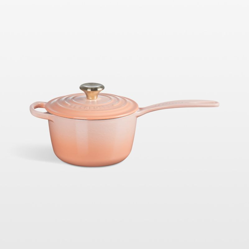 Le Creuset Peche 1.75-Qt. Signature Saucepan + Reviews | Crate & Barrel | Crate & Barrel