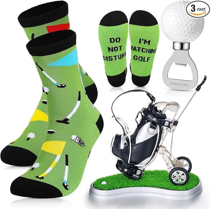 Yaomiao 3 Set Mini Golf Pen Gifts Set for Men Dad Cool Office Gadget Desk Accessories Golf Sock G... | Amazon (US)