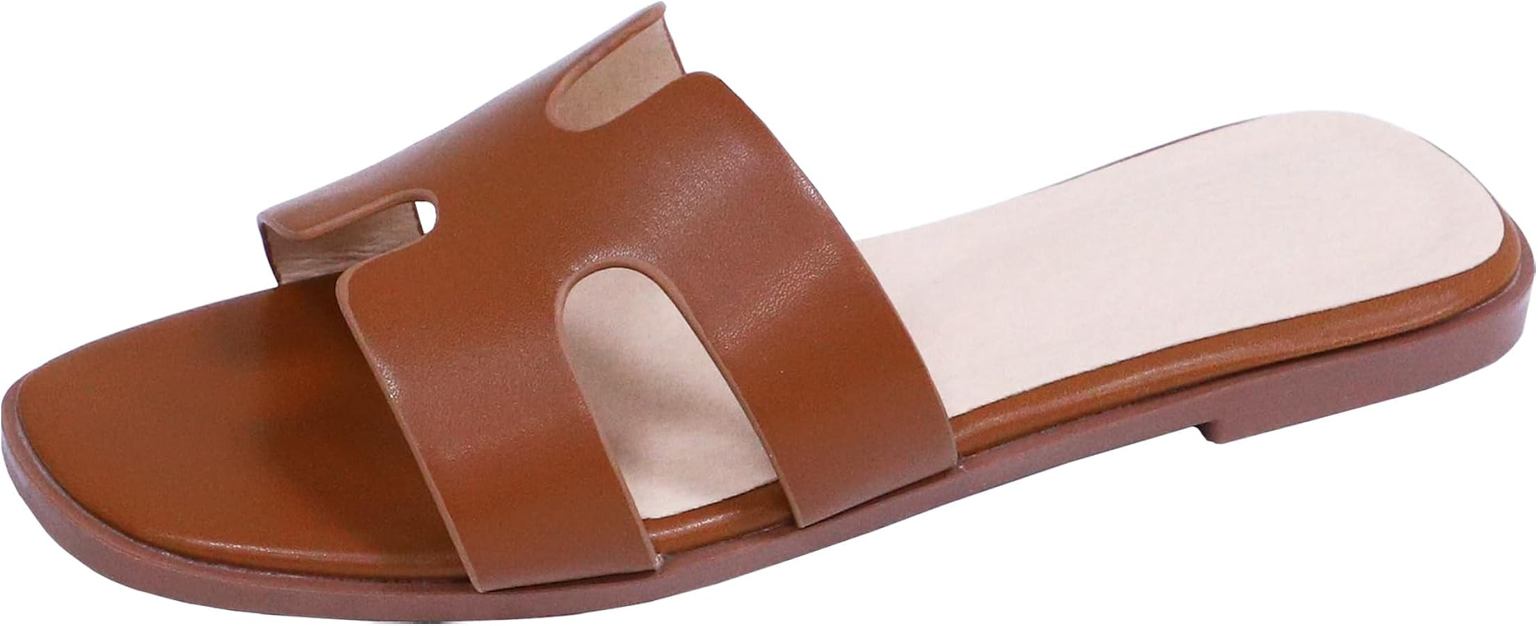 Flat Sandals for Women H Flats Genuine Leather Slide Sandal for Women 2024 Doup with Comfort | Amazon (US)