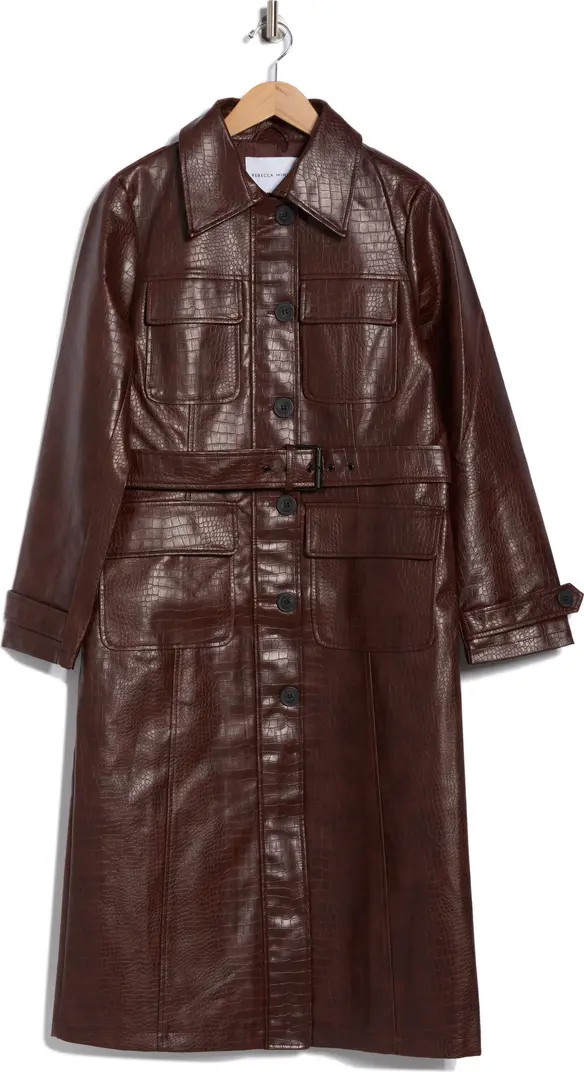 Rebecca Minkoff Croc Embossed Faux Leather Trench Coat | Nordstromrack | Nordstrom Rack