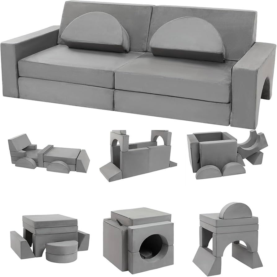 TROOPVILLE 10pcs Modular Kids Play Couch,The Nugget Couch for Kids, Kids Furniture for Playroom,T... | Amazon (US)