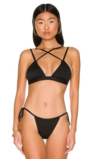 Double Strap Jog Bikini Top in Black | Revolve Clothing (Global)