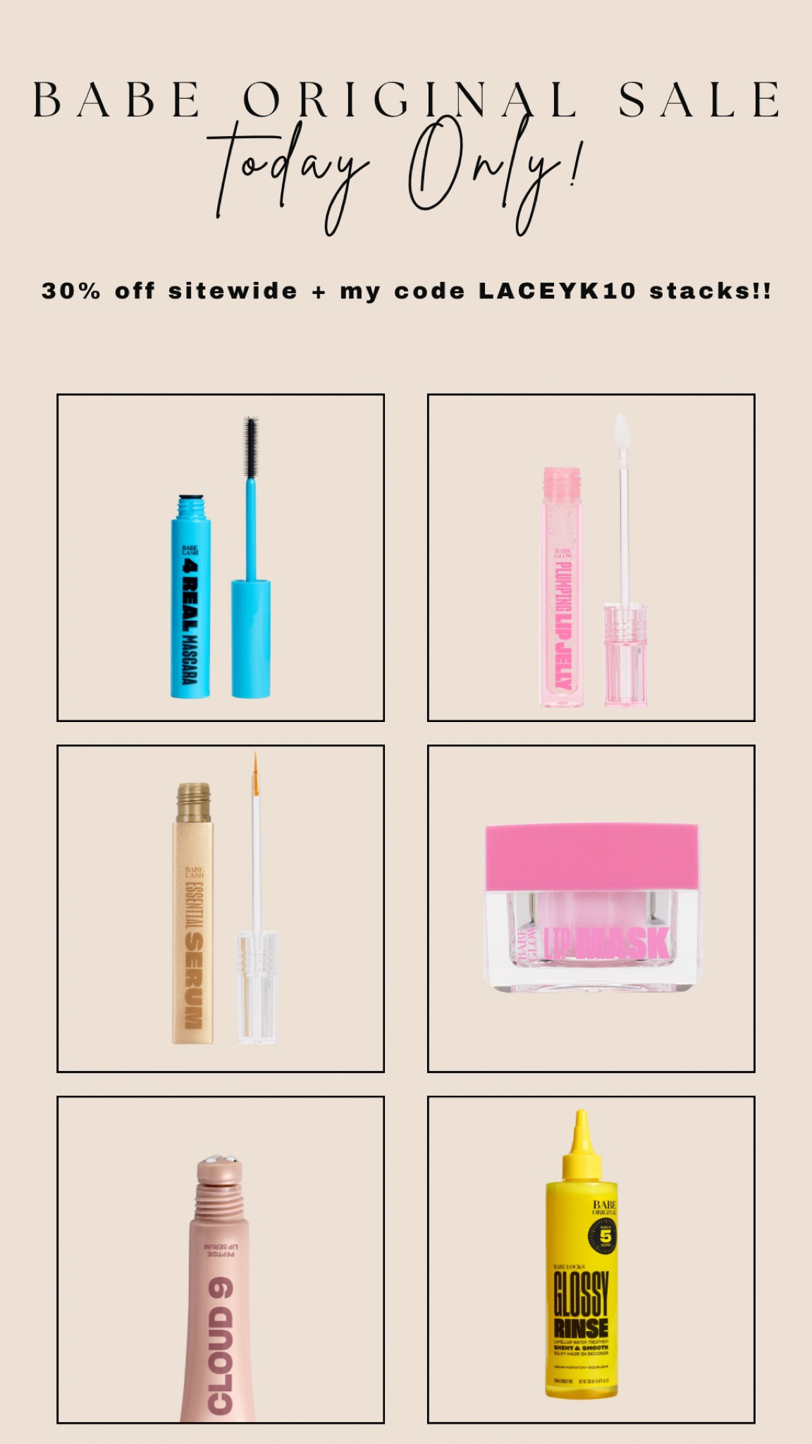 My favorites from Babe original!!! 30% off sitewide and my code LACEYK10 stacks!!

Sale alert | gift guide | makeup | skincare | haircare 

#LTKGiftGuide #LTKSaleAlert #LTKBeauty