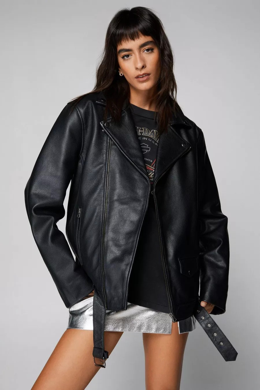 Real Leather Boyfriend Biker Jacket | Nasty Gal US