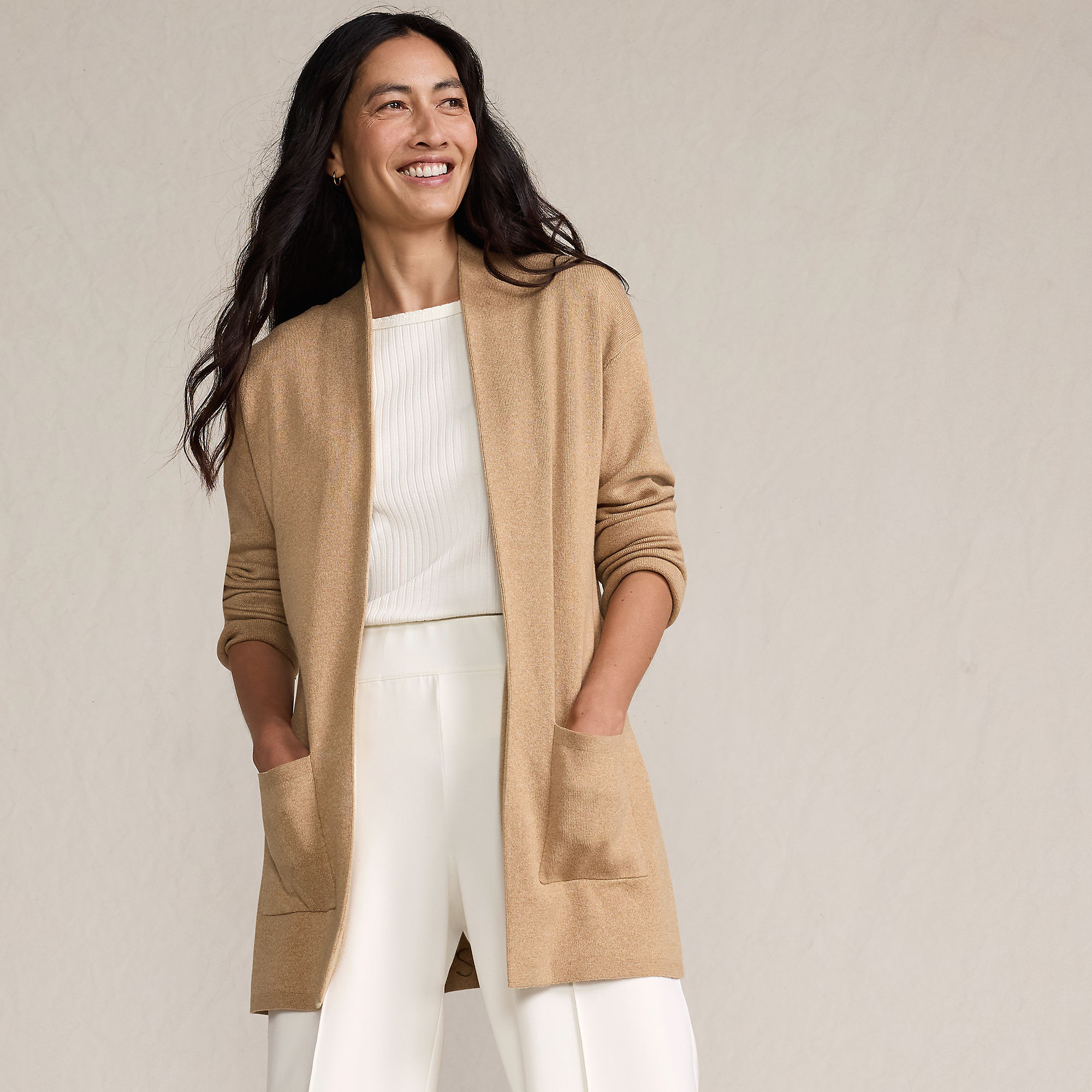 Women's Cotton Half Milano Open Cardigan Sweater | Lands' End (US)