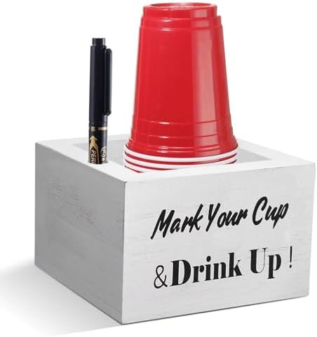 Wooden Cup Holder - Party Cup Holder with Marker Slot, Cup Holder for Party and Wedding, Rustic D... | Amazon (US)