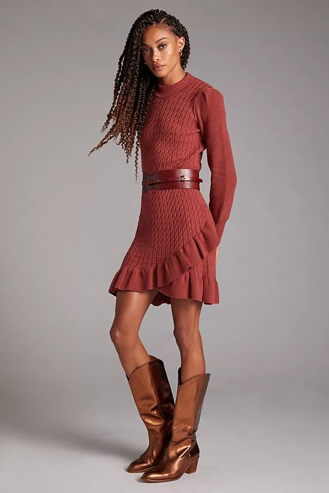 Ruffled Sweater Mini Dress | Anthropologie (US)