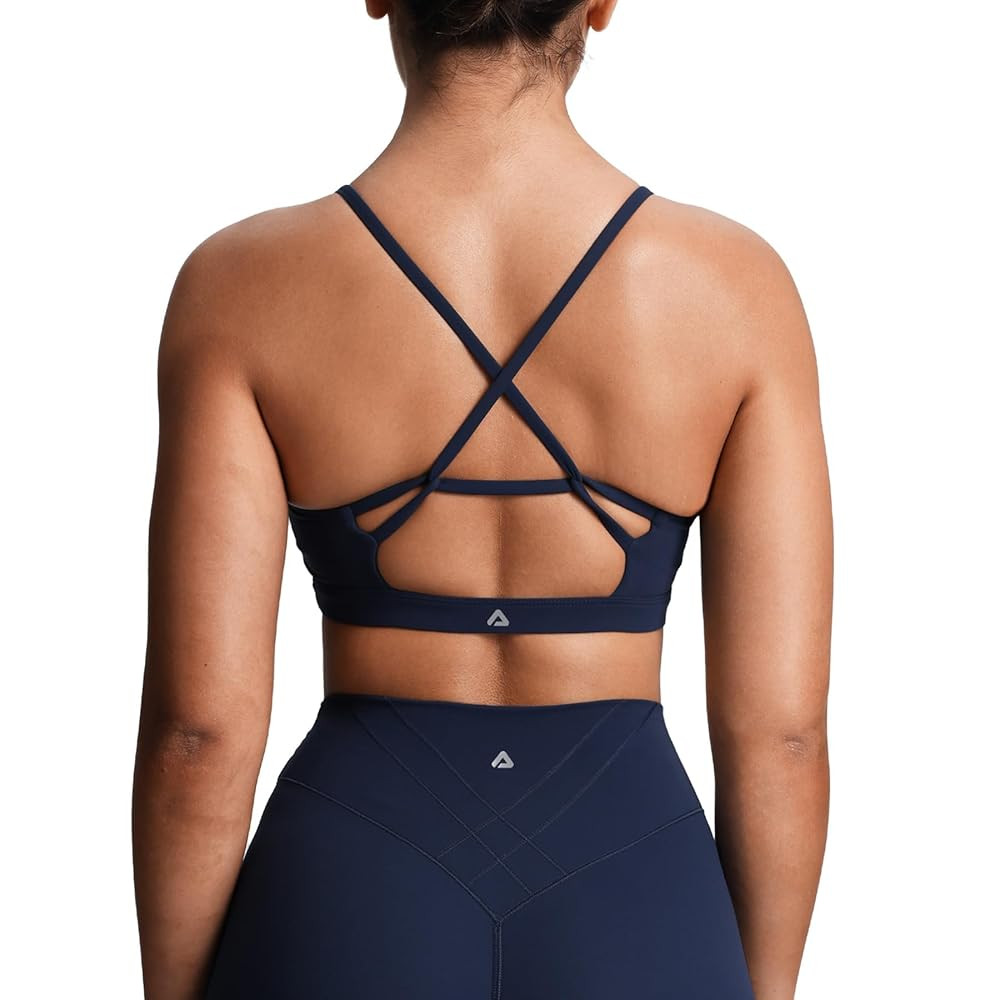 Aoxjox Women's Workout Sports Bras Cross Back Fitness Athletic Velura Ruched Bra PlushFlex™ Yog... | Amazon (US)
