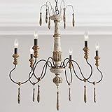 LALUZ Farmhouse Chandelier, 6-Light French Country Lighting for Dining Room, Living Room, Handmade D | Amazon (US)
