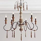 LALUZ Farmhouse Chandelier, 6-Light French Country Lighting for Dining Room, Living Room, Handmade D | Amazon (US)