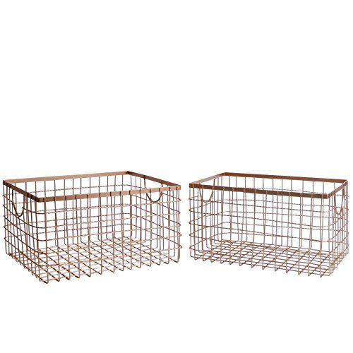 SLPR Wire Storage Shelf Basket (Set of 2, Copper) | Organizer for Kitchen Pantry Freezer Cabinet Bat | Amazon (US)