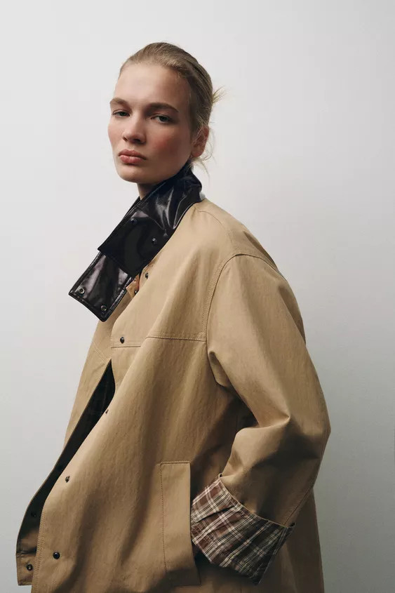 CONTRAST HIGH-NECK JACKET ZW COLLECTION | Zara UK