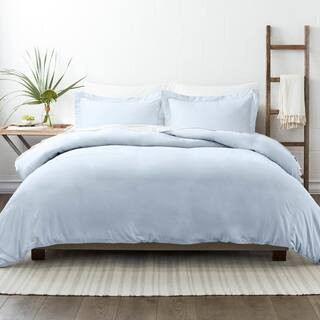 Premium Ultra Soft Light Blue Duvet Cover Set King Microfiber 3-Piece Duvet Cover Set | The Home Depot