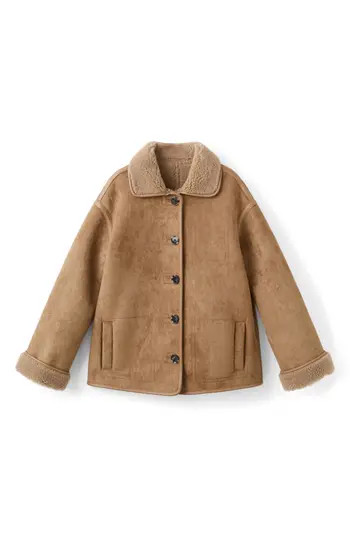 MANGO Faux Shearling Coat in Medium Brown at Nordstrom Rack, Size Large | Nordstrom Rack