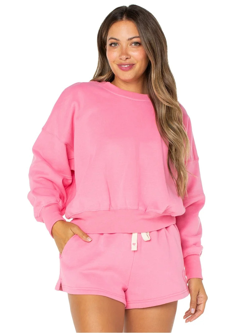 Celebrity Pink Women's Tie Front Fleece Shorts, Sizes XS-4X | Walmart (US)