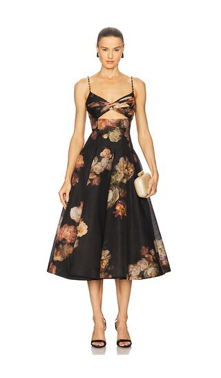 Zimmermann Twist Front Midi Dress in Black. - size 3/L | Revolve Clothing (Global)