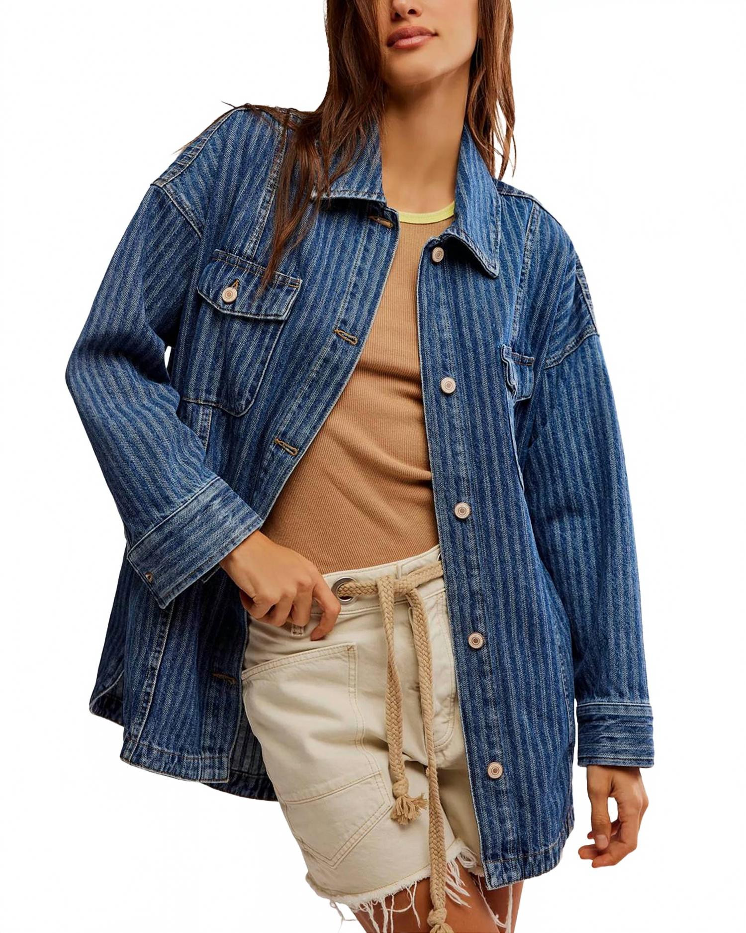 Dunes Shirt Jacket In Striped | Shop Simon