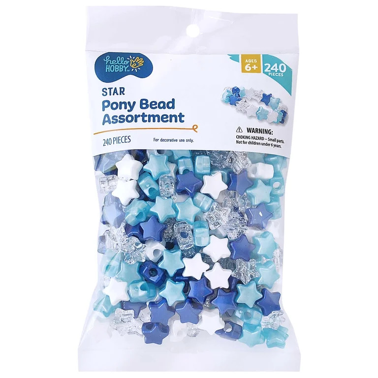 Hello Hobby Shaped Bead Mix, Stars, 240 Pieces, Beads for Jewelry Making and DIY Crafts | Walmart (US)