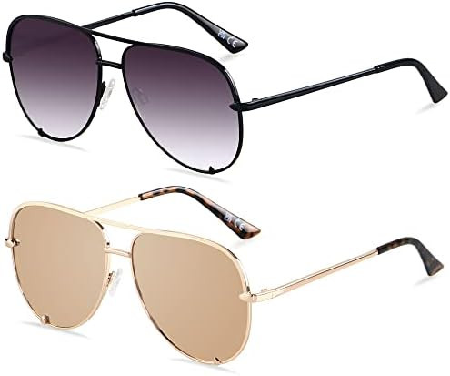 ANDWOOD Oversized Aviator Sunglasses for Women Men Big Large UV Protection Fashion Sun glasses | Amazon (US)