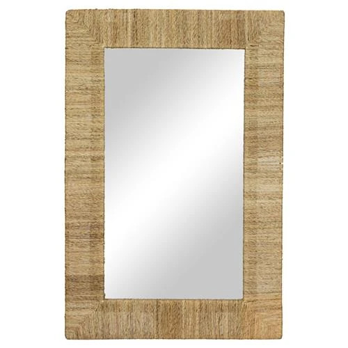 Woven Highball Coastal Beach Natural Jute Rectangular Wall Mirror | Kathy Kuo Home