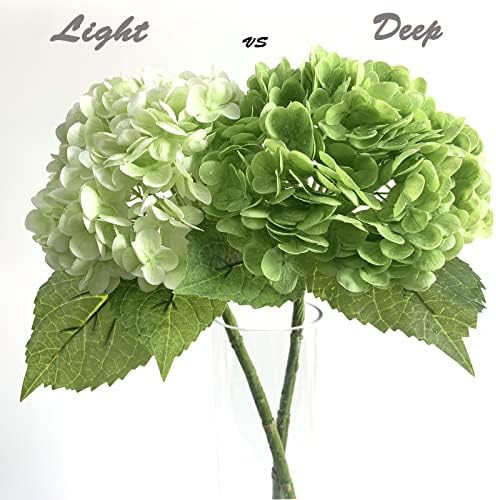ZoeyRose 3 pcs Artificial Hydrangea 21" Deep Green Large Real Touch Hydrangeas Heads with Stems Life | Amazon (US)