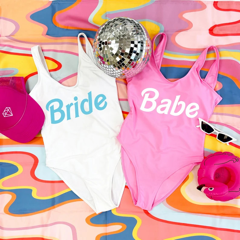 Bride Swimsuit, Babe Swimsuit, Miami Bachelorette, Disco Bride, Disco Cowgirl, Palm Springs, One ... | Etsy (US)