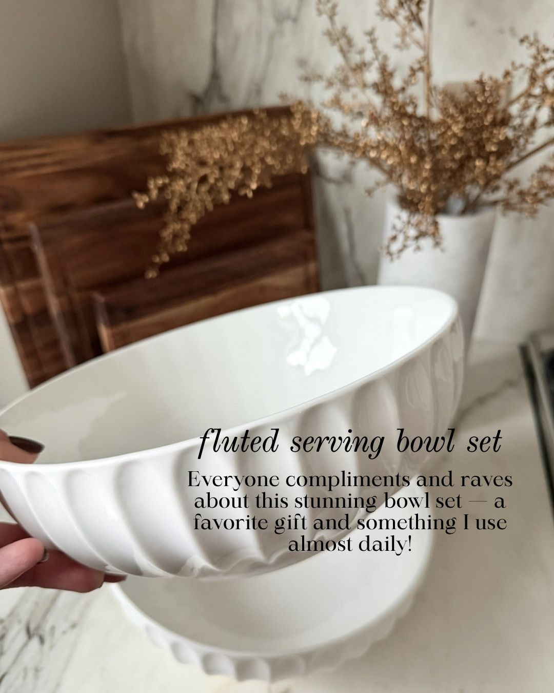 FLUTED SERVING BOWL SET! Everyone compliments and raves about this stunning bowl set — a favorite gift and something I use almost daily!

#Amazon #TheHillaryStyle #KitchenEssentials #ServingBowls #HostessFavorites #EntertainingEssentials #NeutralHomeStyle #ChicKitchenFinds #EverydayHomeStyle 

 #LTKmomlife #LTKOver40 #LTKFindsUnder50