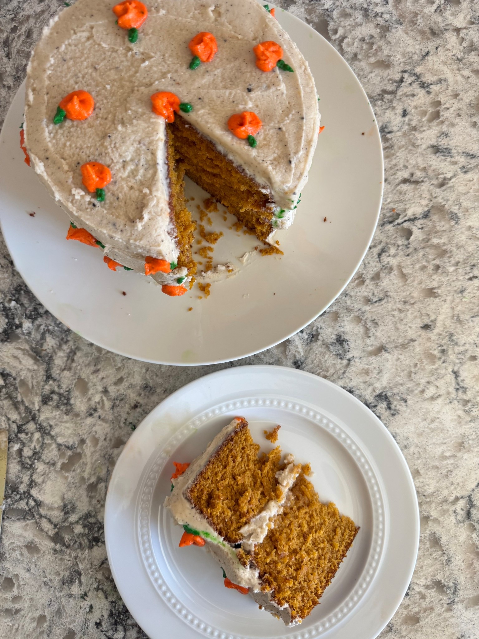 Pumpkin Cake with Brown Butter Buttercream 🤎
 Soft, golden, and layered — the kind of bake that feels calm, cozy, and quietly indulgent.

Ingredients 2 cups all-purpose flour 1¾ cups sugar 2½ tsp baking powder 2 tsp pumpkin pie spice 1 tsp baking soda ½ tsp kosher salt 3 eggs ¾ cup neutral oil 1 (15 oz) can pumpkin purée 1 tsp vanilla extract

Brown Butter Frosting: 1½ cups unsalted butter  4 cups powdered sugar ½ tsp vanilla extract ¼ tsp fine sea salt 2 tbsp heavy cream

Instructions
1. Preheat oven to 350°F and grease two 6-inch cake pans. Line with parchment rounds.
2. Whisk flour, sugar, baking powder, pumpkin pie spice, baking soda, and salt.
3. In a separate bowl, whisk eggs, oil, pumpkin purée, and vanilla until smooth.
4. Combine wet and dry, divide evenly between pans, and bake 25–30 min or until a skewer comes out clean. Let cool completely.
5. Brown ½ cup of butter, cool, then whip it with remaining butter, powdered sugar, vanilla, salt, and cream until light and fluffy.
6. Frost, layer, and swoop. Serve soft, golden, and effortlessly beautiful.

#PumpkinCake #BrownButterFrosting #FallBaking #CalmAesthetic #QuietLuxuryHome #SoftLuxuryVibes #LayerCakeLove #CozyLifestyle #HomeCafeAesthetic #SlowLiving #AutumnBakes #LuxeAtHome


#LTKSeasonal
