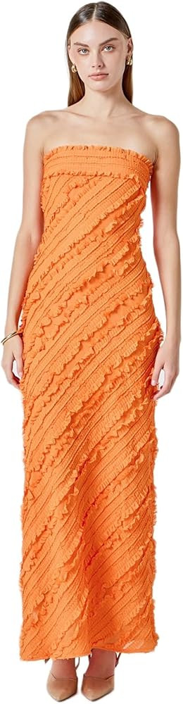 endless rose Women's Strapless Ruffled Maxi Dress | Amazon (US)