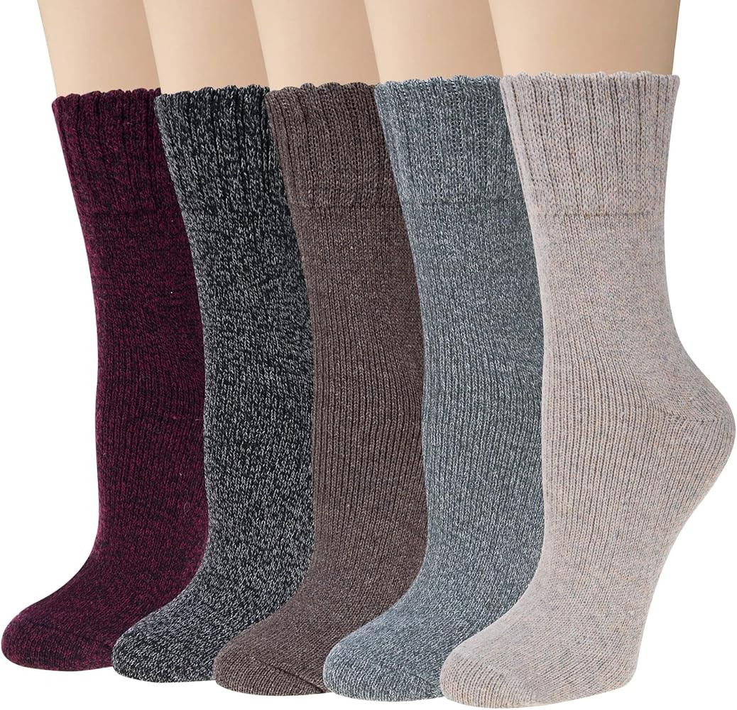 Loritta Wool Socks for Women Warm Winter Socks Thick Knit Soft Cabin Cozy Crew Boot Socks Gifts,B... | Amazon (US)