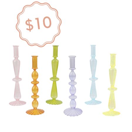 Colored glass candlesticks for 10 bucks!

#LTKFind #LTKhome