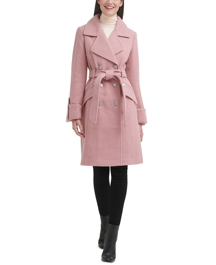 GUESS Women's Double-Breasted Belted Walker Coat & Reviews - Coats & Jackets - Women - Macy's | Macys (US)