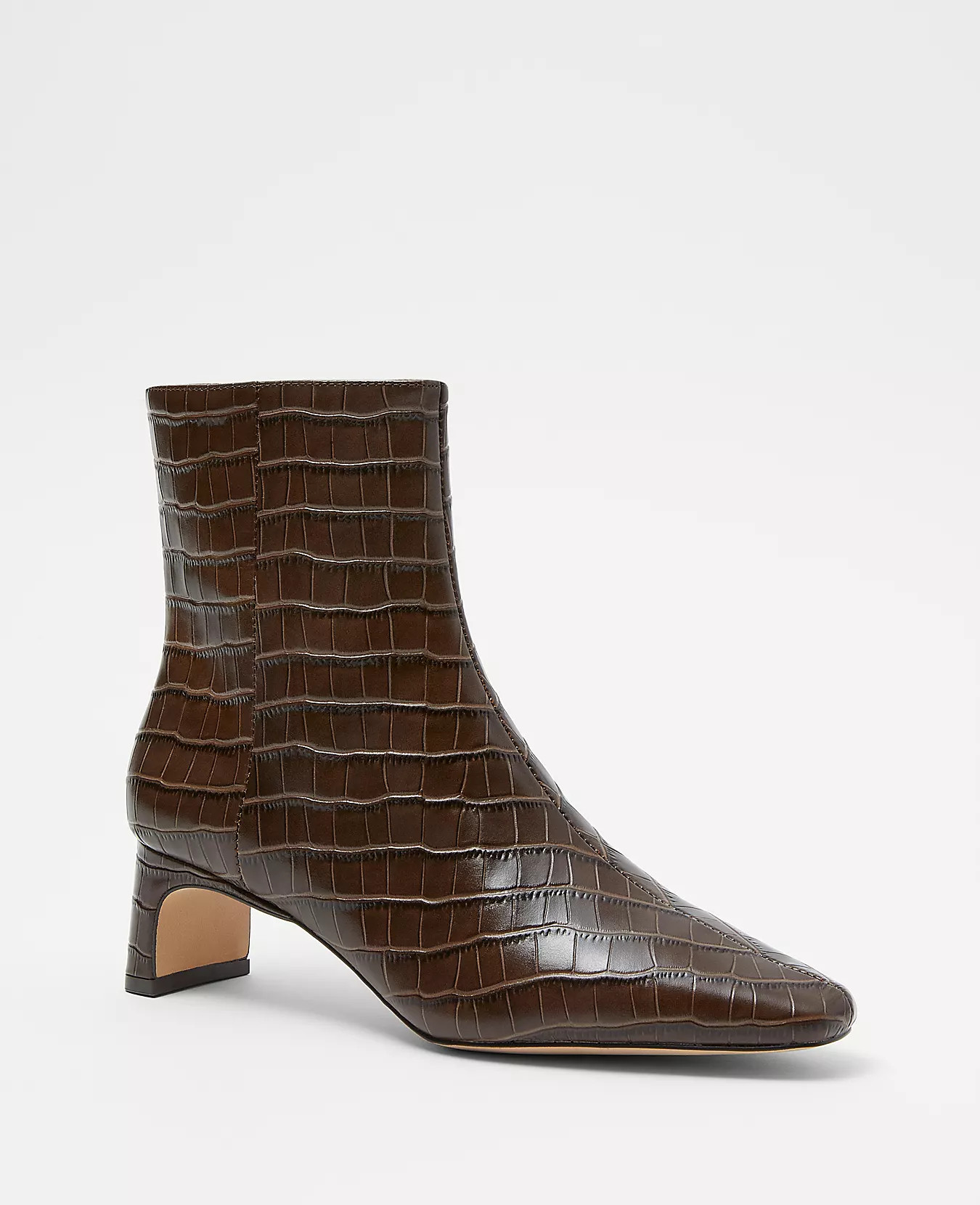 Embossed Leather Blade Heel Booties | Ann Taylor (US)