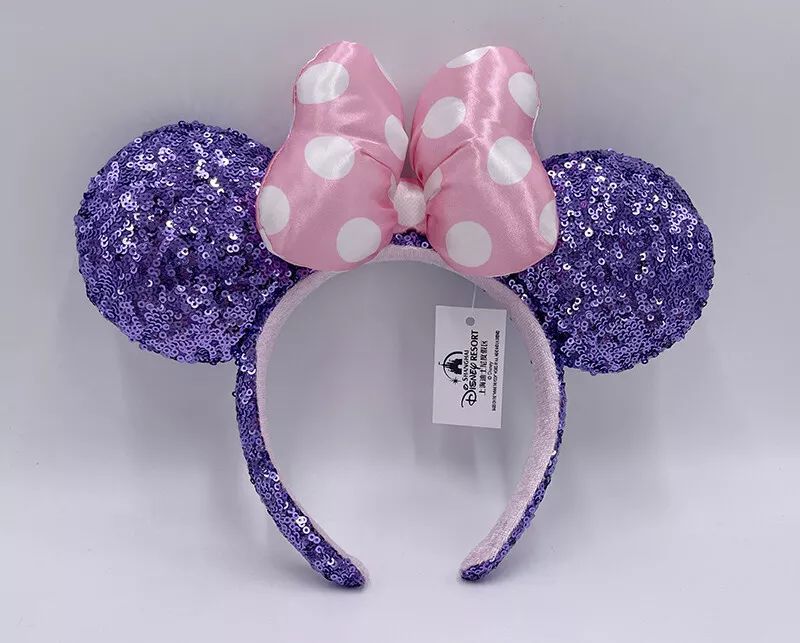 Cutie Gift Minnie Ears Purple Sequin Headband 2021 Disney Parks Pink Polka Dot | eBay US