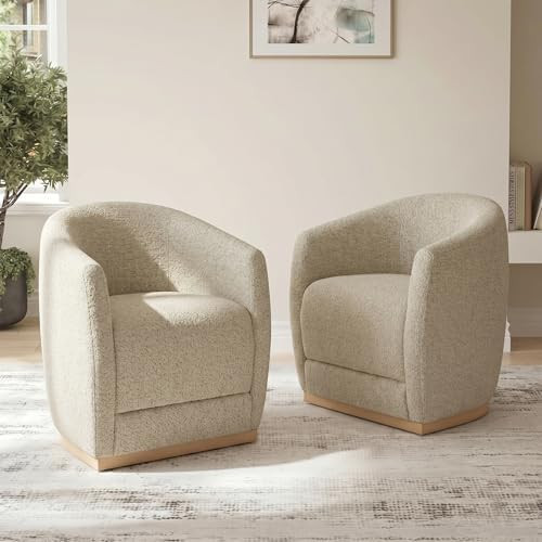 CHITA Upholstered Dining Chairs with Casters Set of 2, Modern Barrel Chair with Backrest & Dual A... | Amazon (US)