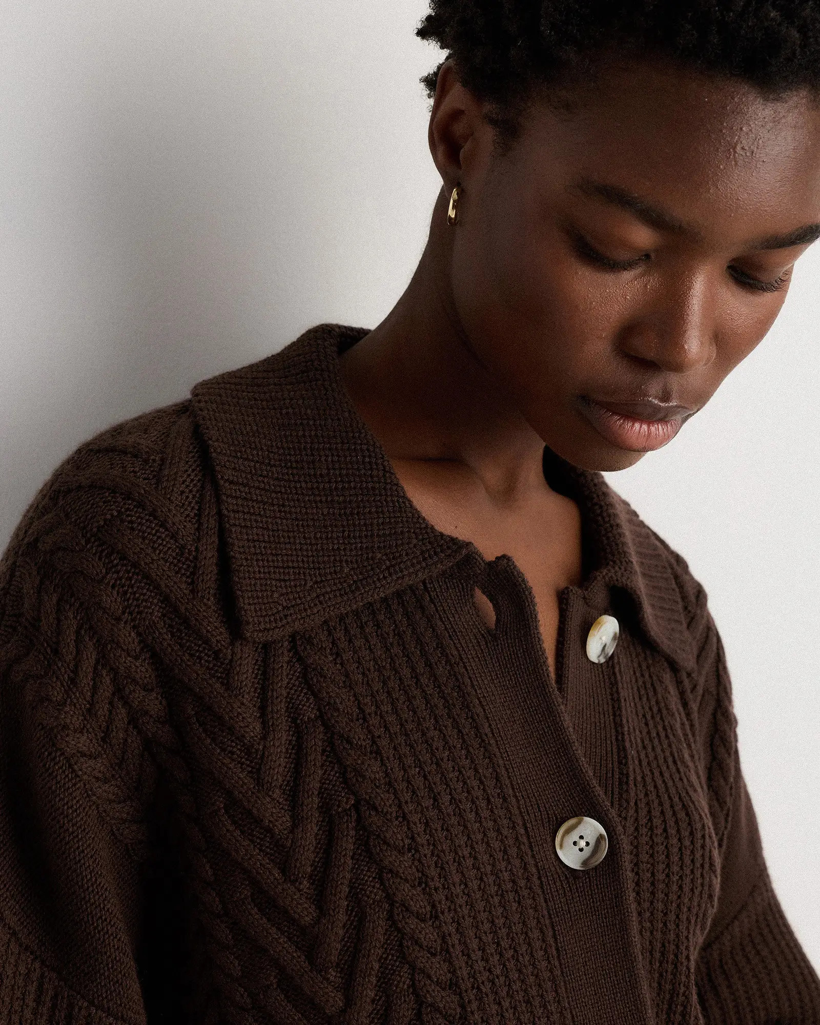 Australian Merino Wool Collared Cable Cardigan | Quince