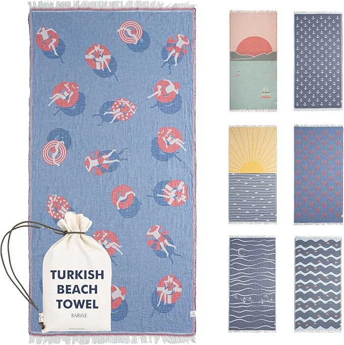 Barine Turkish Beach Towel - Large 36 x 71 | Quick Dry Beach Towel is Essential for Enjoying A Da... | Amazon (US)
