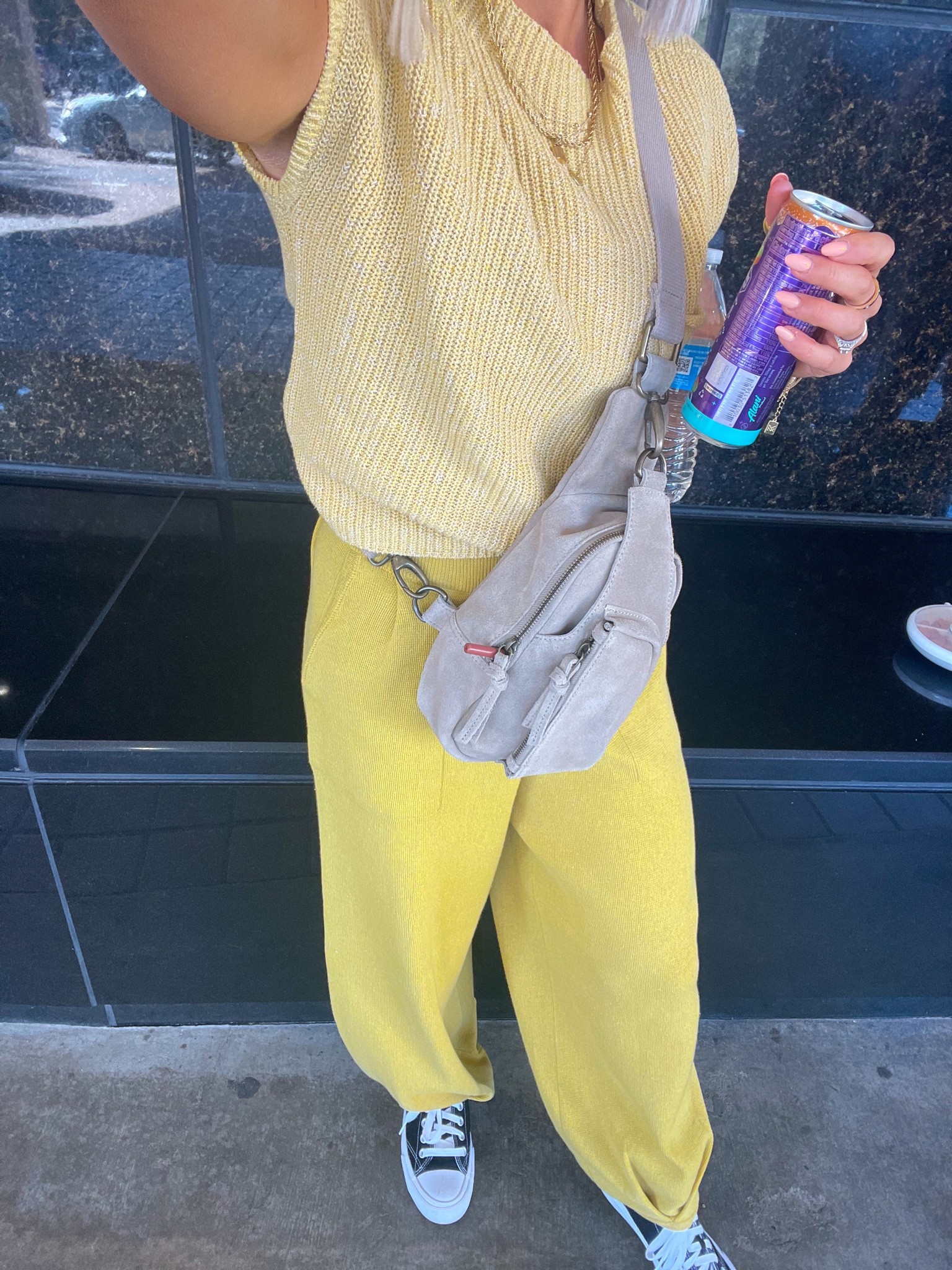 Free people sweat set — knit top and coordinating tapered pants for the perfect wear-everywhere outfit. Wearing a size XS. This beltbag is to die for and fits so much! #fallfashion 

#LTKSeasonal #LTKstyletip #LTKCon